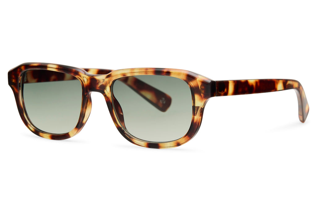 Tortoiseshell sunglasses with green lenses on a white background tortoiseshell leo