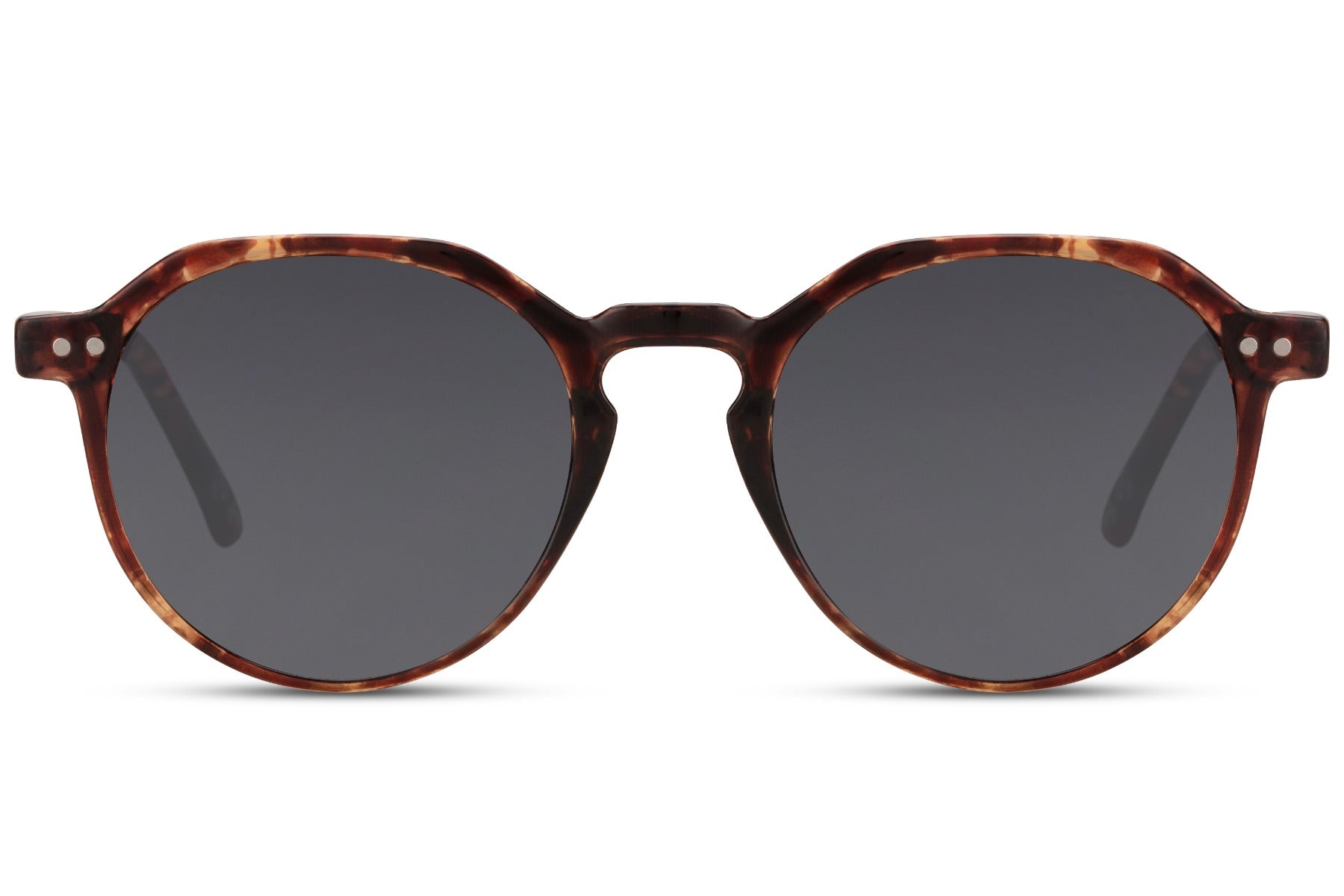 Sunbee KLAE rudi apvalūs akiniai nuo saulės – priekis Tortoiseshell