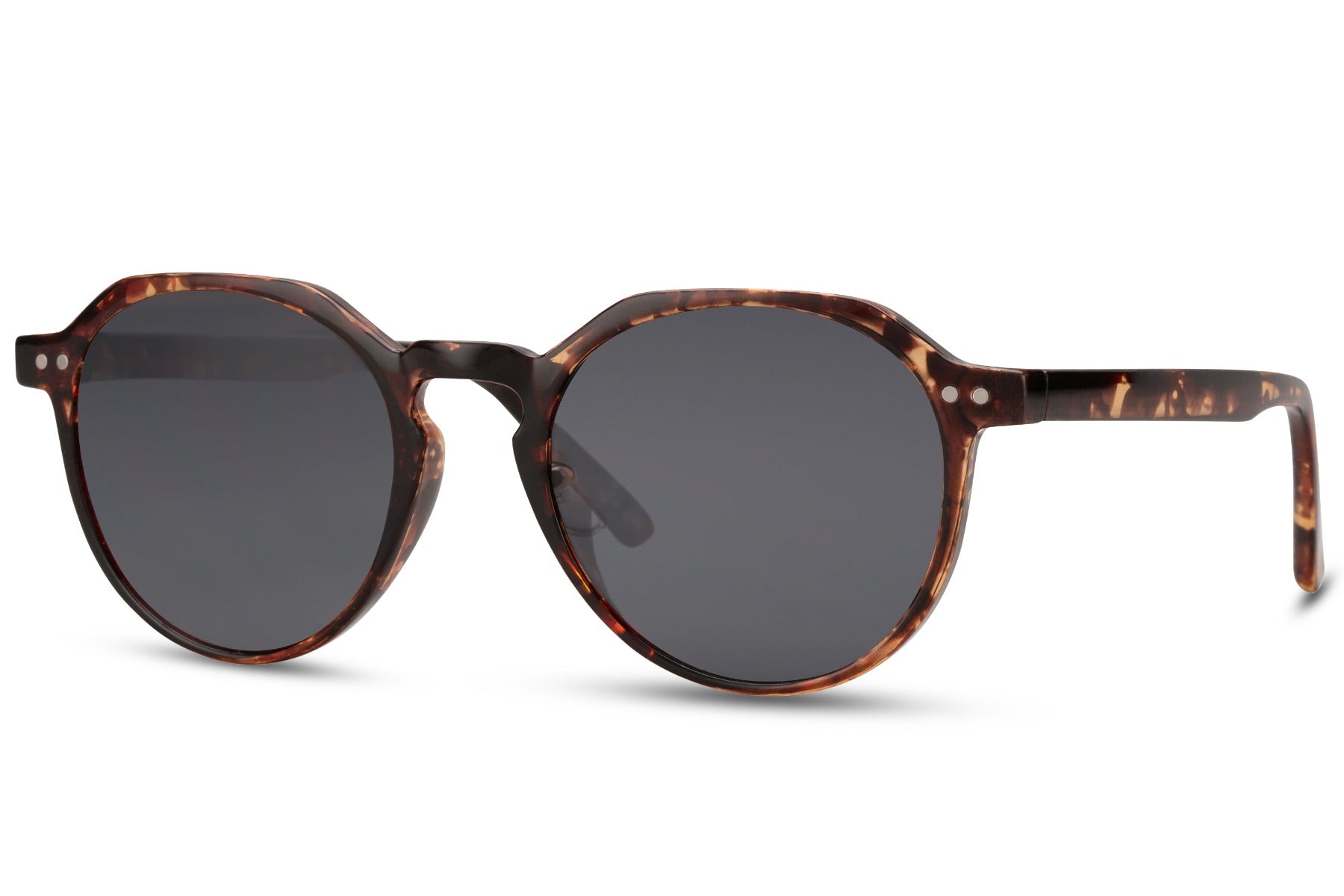 Sunbee KLAE rudi apvalūs akiniai – šoninis kampas Tortoiseshell