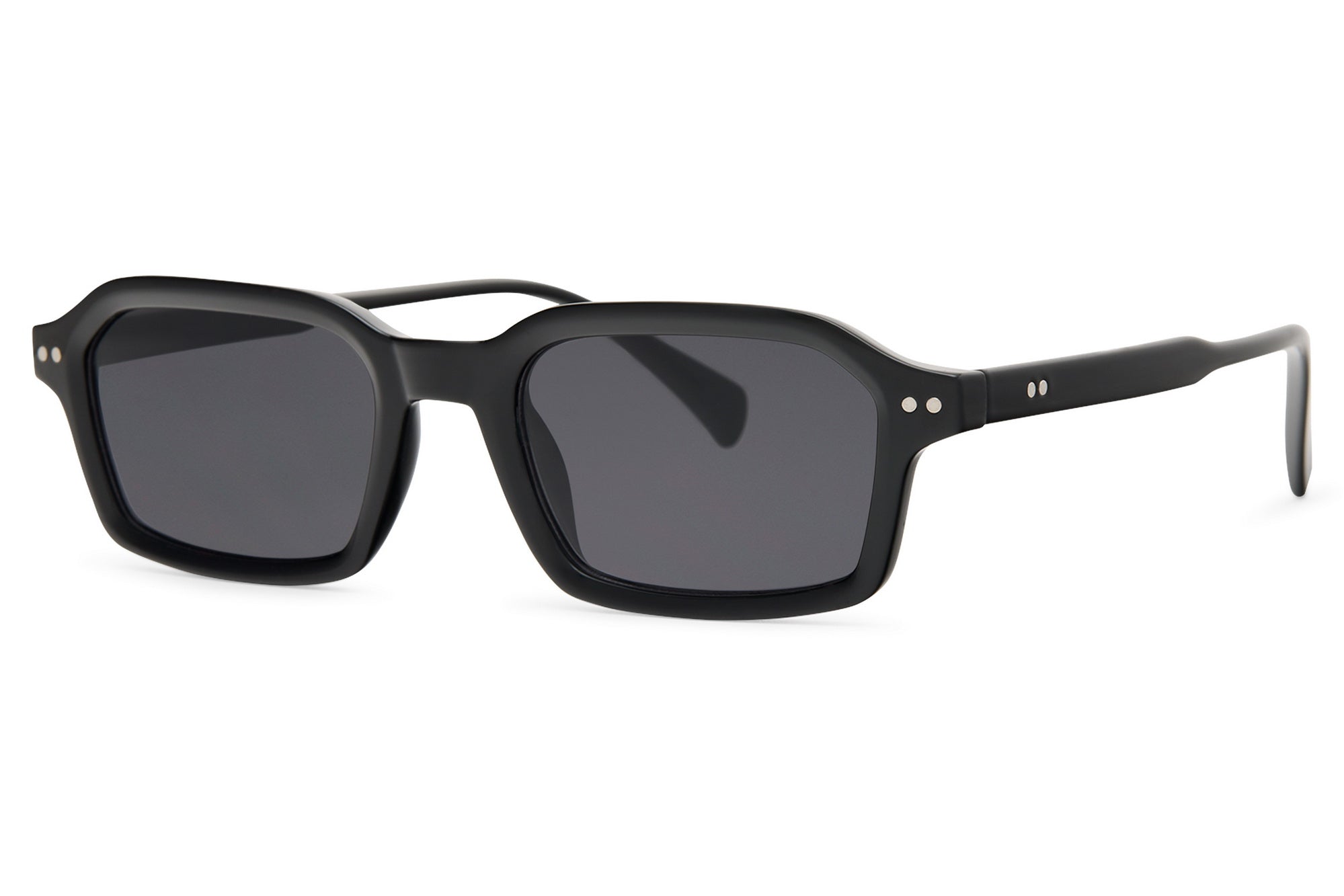 Black sunglasses with dark lenses on a white background Black
