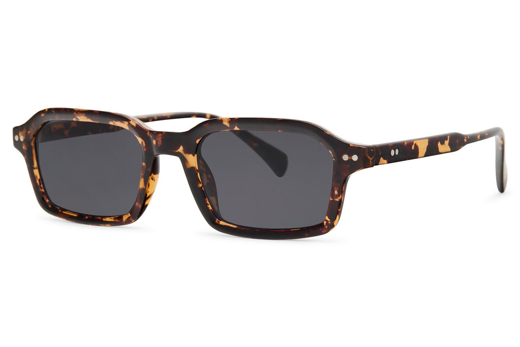 Sunglasses with tortoiseshell frame and dark lenses on a white background Tortoiseshell leo