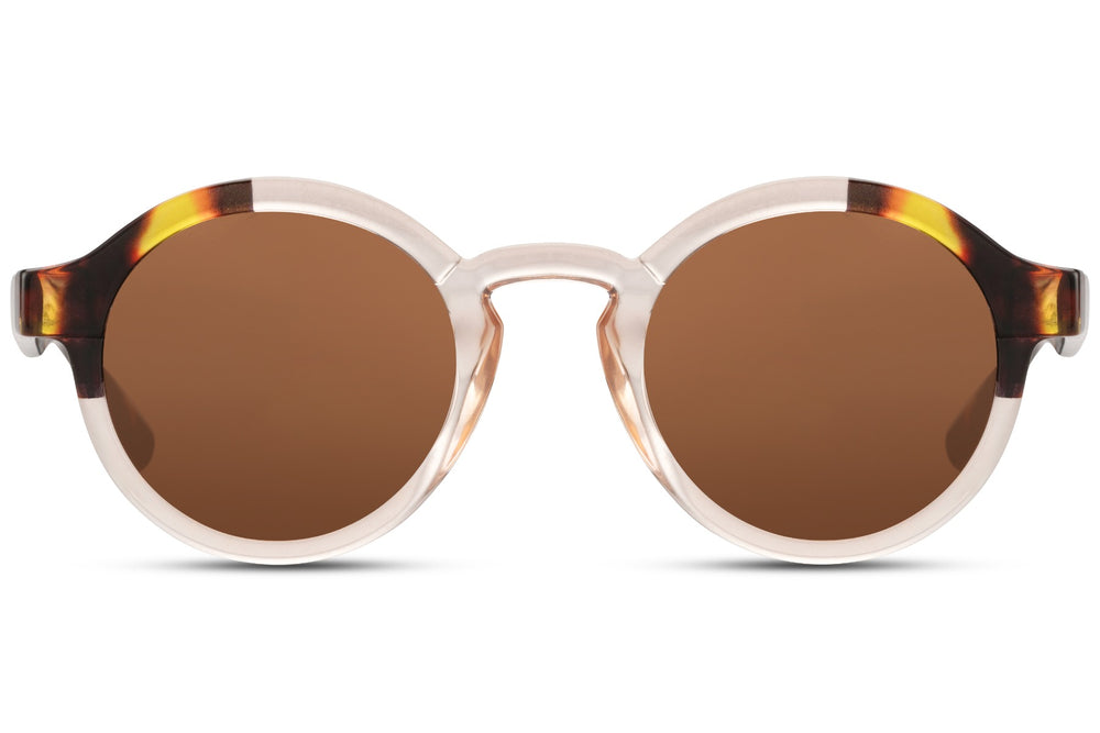 Sunbee LEAA šviesūs apvalūs akiniai nuo saulės su rudos spalvos lęšiais – priekis