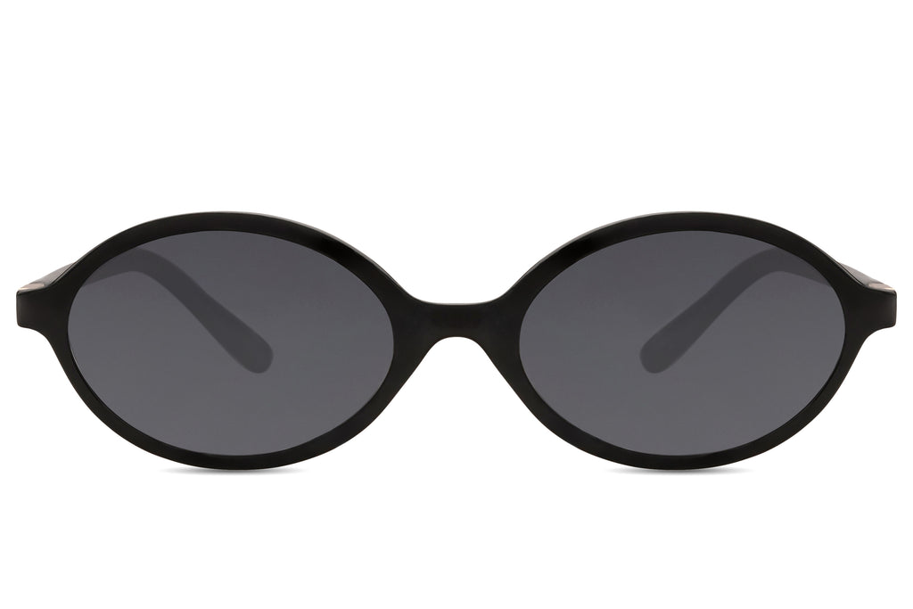 Black sunglasses with dark lenses on a white background Black