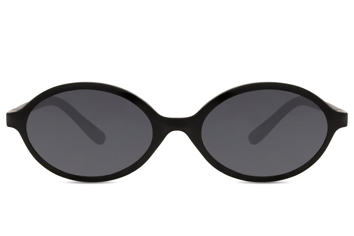 Black sunglasses with dark lenses on a white background Black