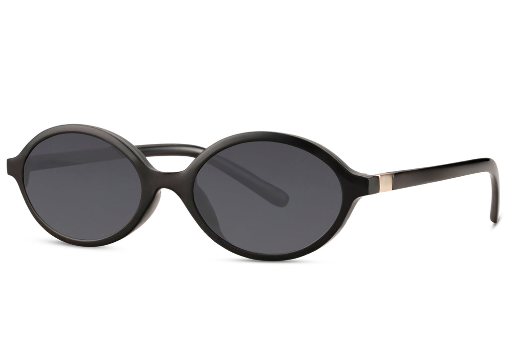 Black sunglasses with dark lenses on a white background Black