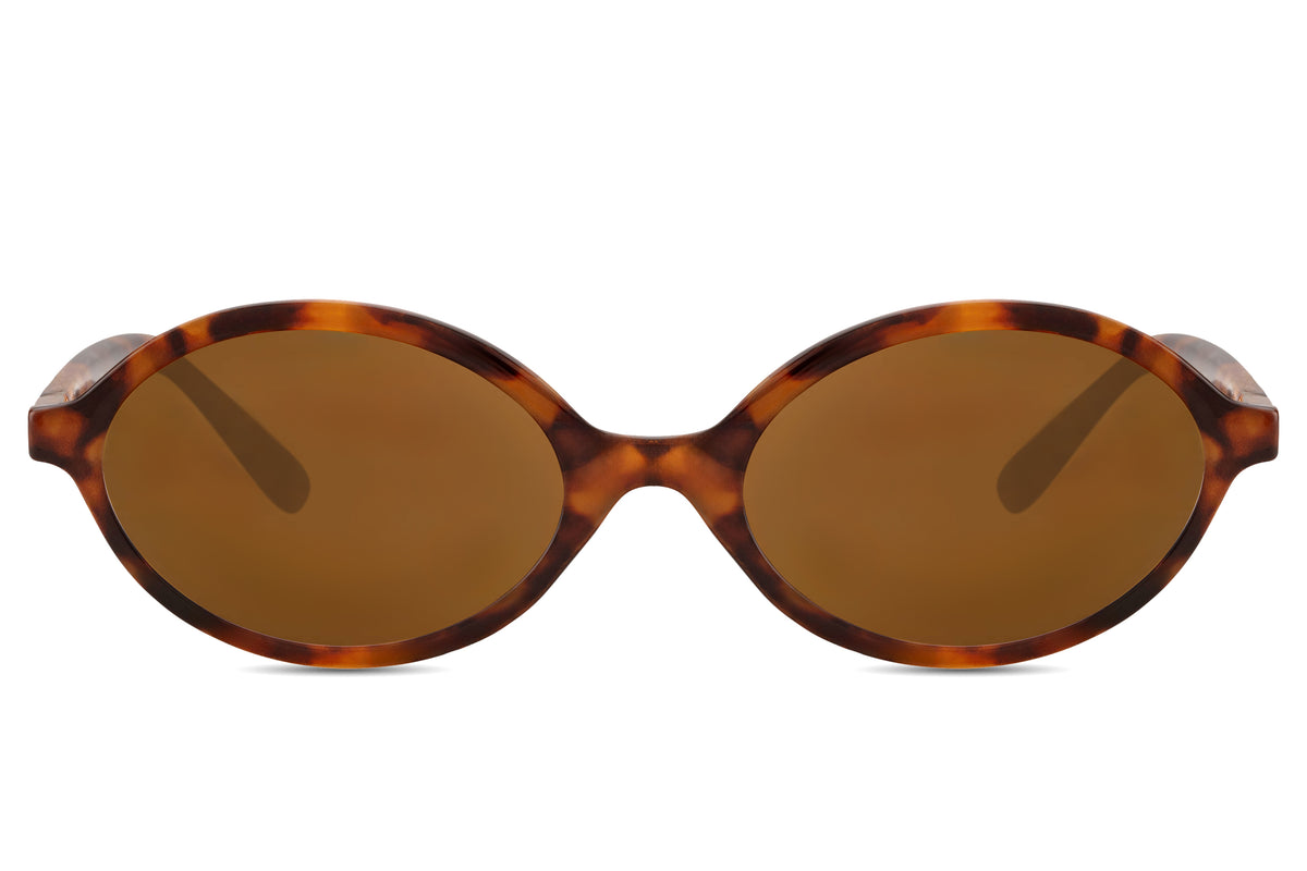Sunglasses with tortoiseshell frame and brown lenses on a white background Tortoiseshell
