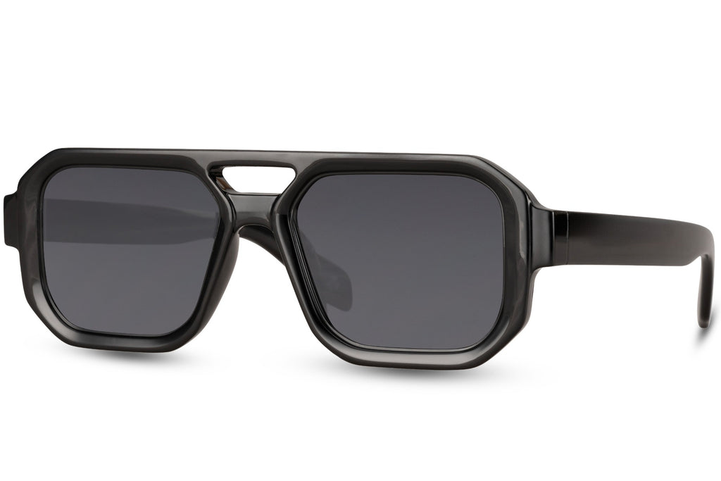 Sunbee RAGI juodi retro stiliaus akiniai nuo saulės – šoninis kampas Juoda Black