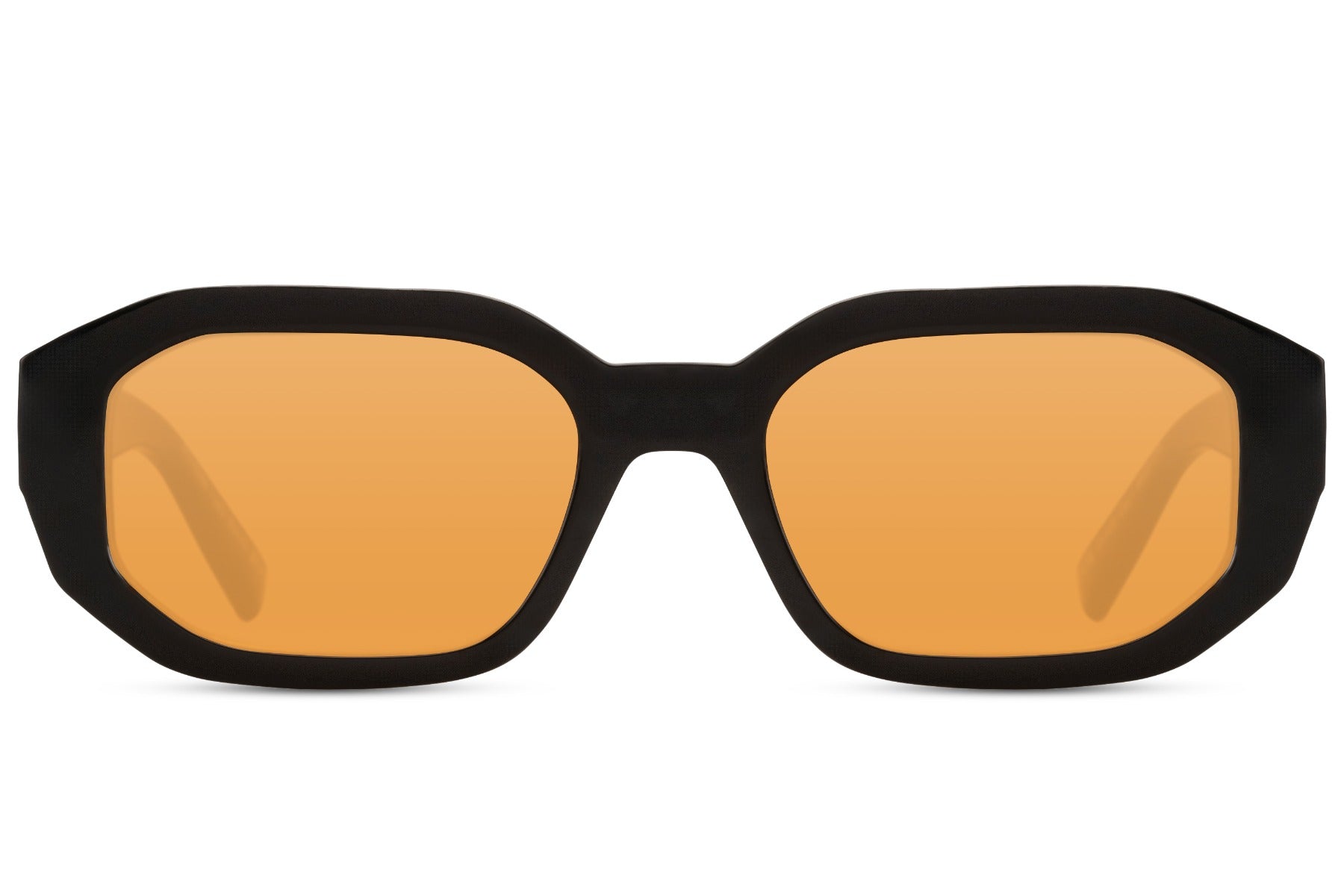 Saulės akiniai SUNI – priekis, modernus dizainas, juodi rėmeliai, geltoni lęšiai Shadow yellow