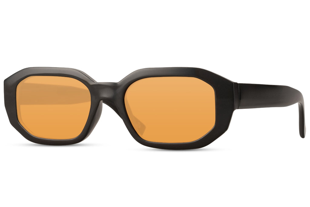 Saulės akiniai SUNI – šonas, modernus dizainas, juodi rėmeliai, geltoni lęšiai Shadow yellow