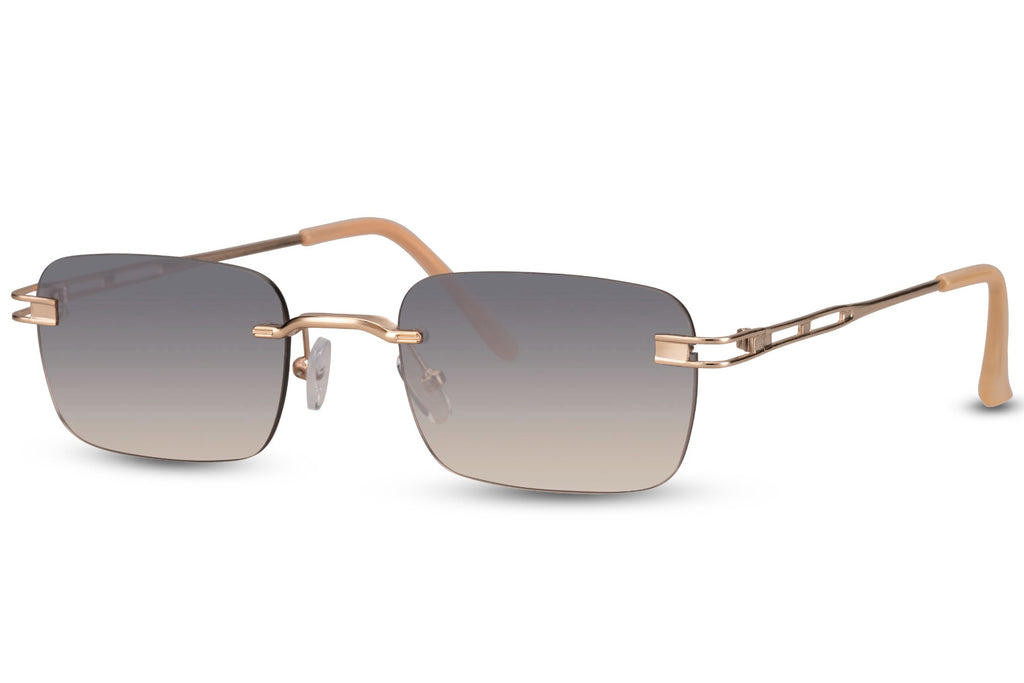 Sunglasses with gold frame and gradient lenses on a white background  Light gold