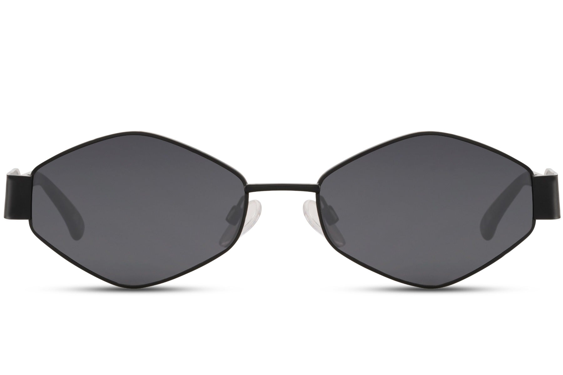 Sunglasses with black frame and dark lenses on a white background black