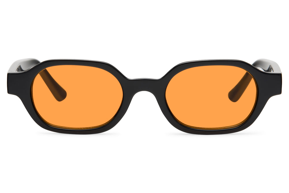 Sunglasses with black frames and orange lenses on a white background Black 