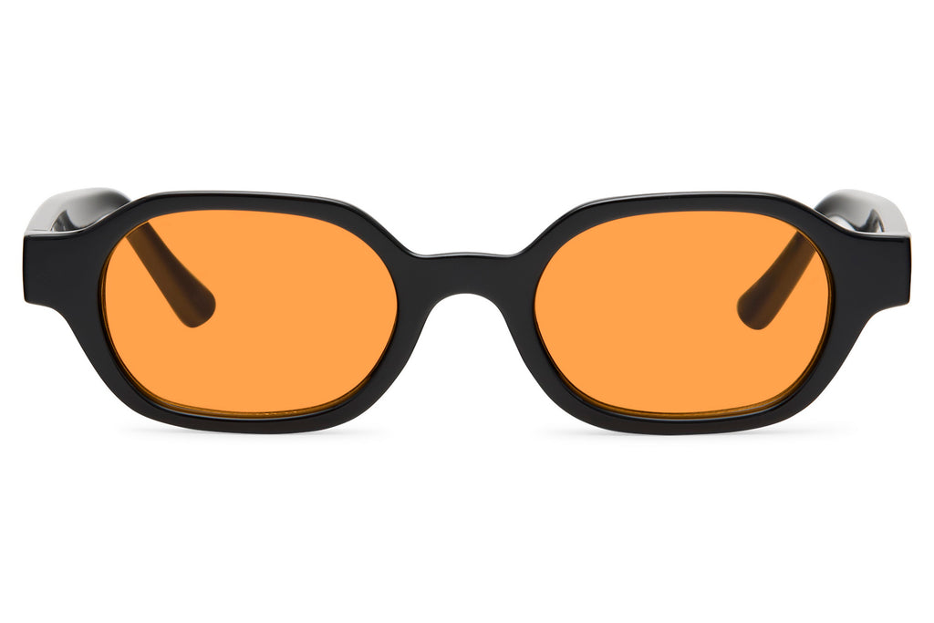 Sunglasses with black frames and orange lenses on a white background Black 