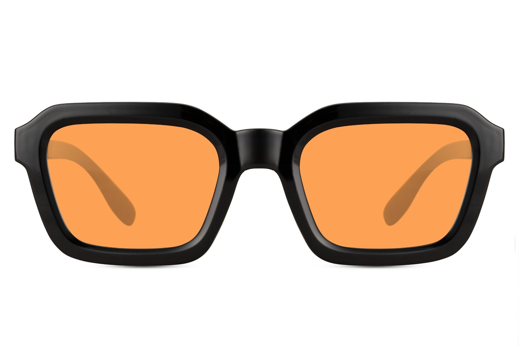 Sunbee VUNU juodi kvadratiniai akiniai nuo saulės – priekis  Orange